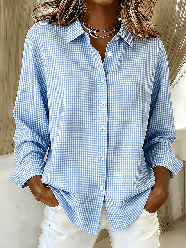 Edith | Relaxed Checked Button-Front Blouse