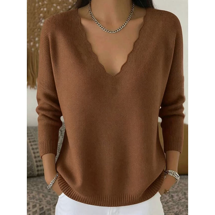 Maribeth | Halloween Scalloped V-Neck Sweater
