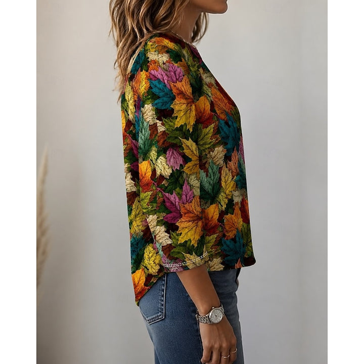 Marlena | Autumn Leaf Print Top