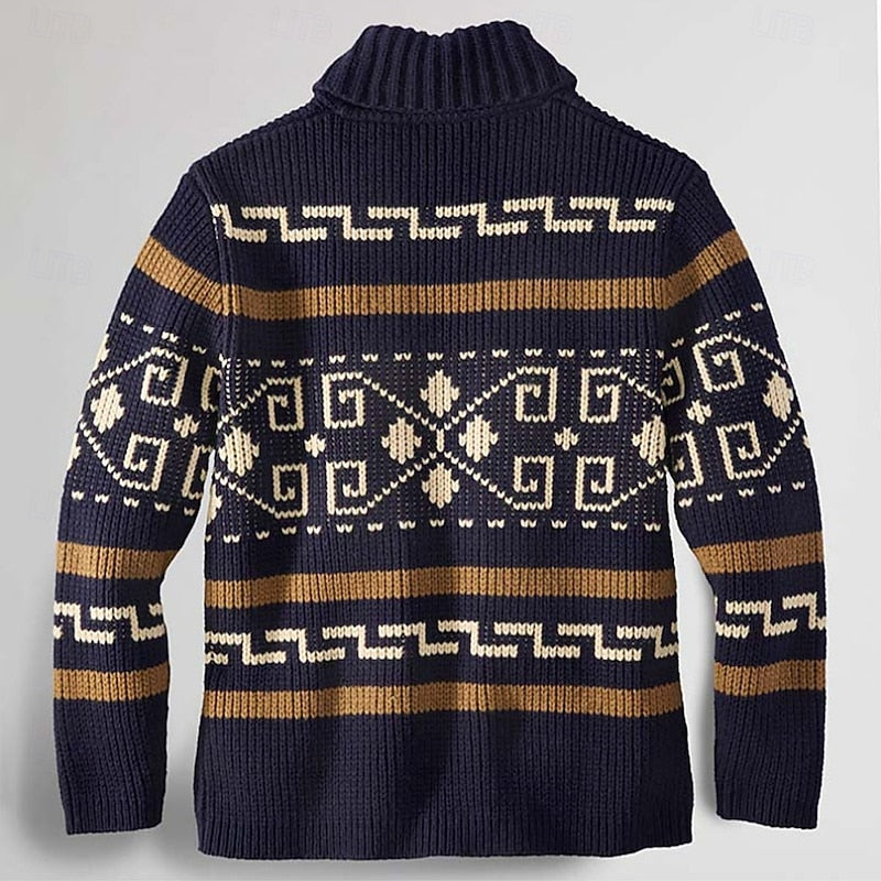 Harvey | Patterned Rolled-Collar Cardigan
