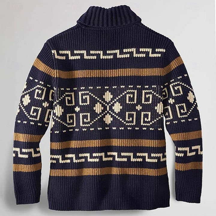 Harvey | Patterned Rolled-Collar Cardigan