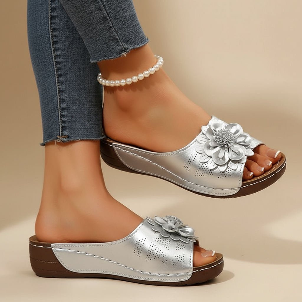 Fleur | Blossom Wedge Sandals