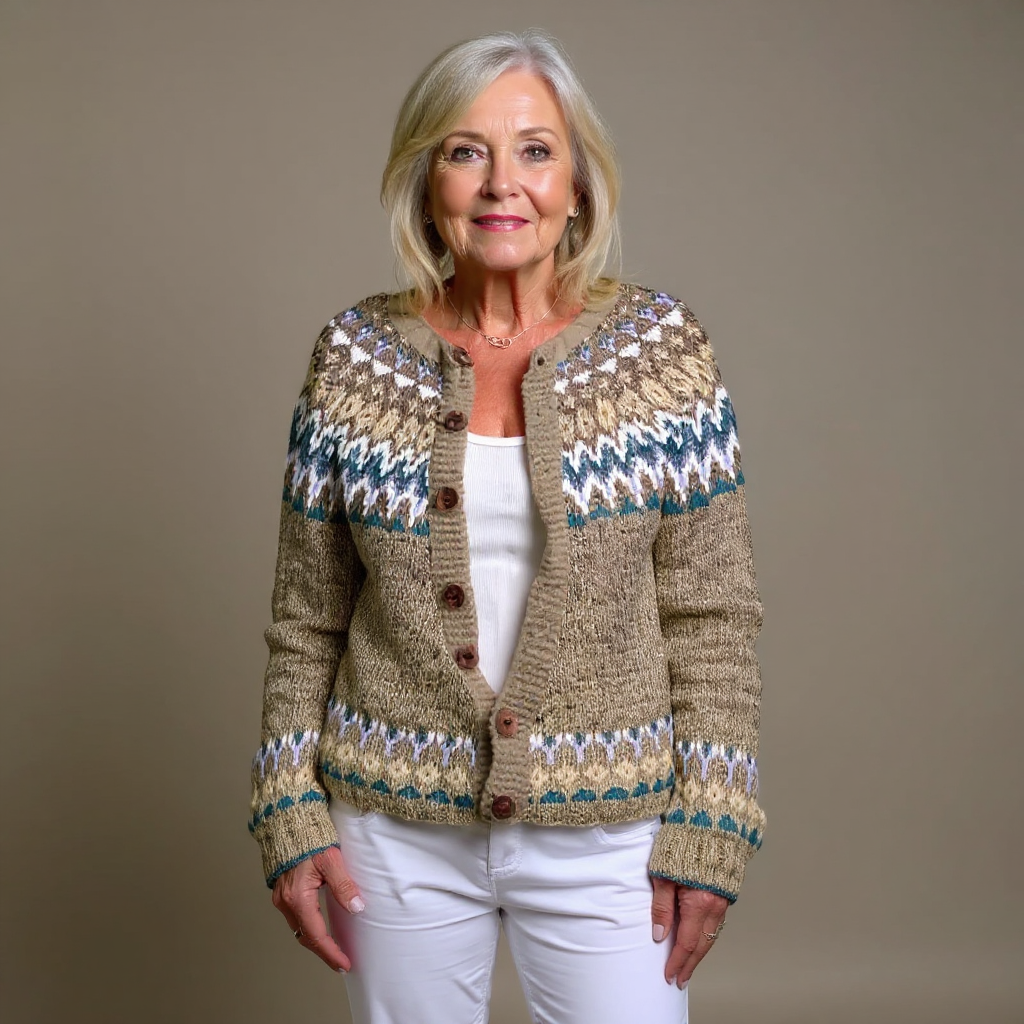 Freda | Nordic-Pattern Button Cardigan