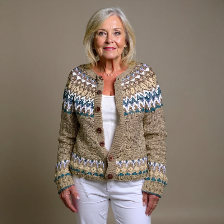 Freda | Nordic-Pattern Button Cardigan