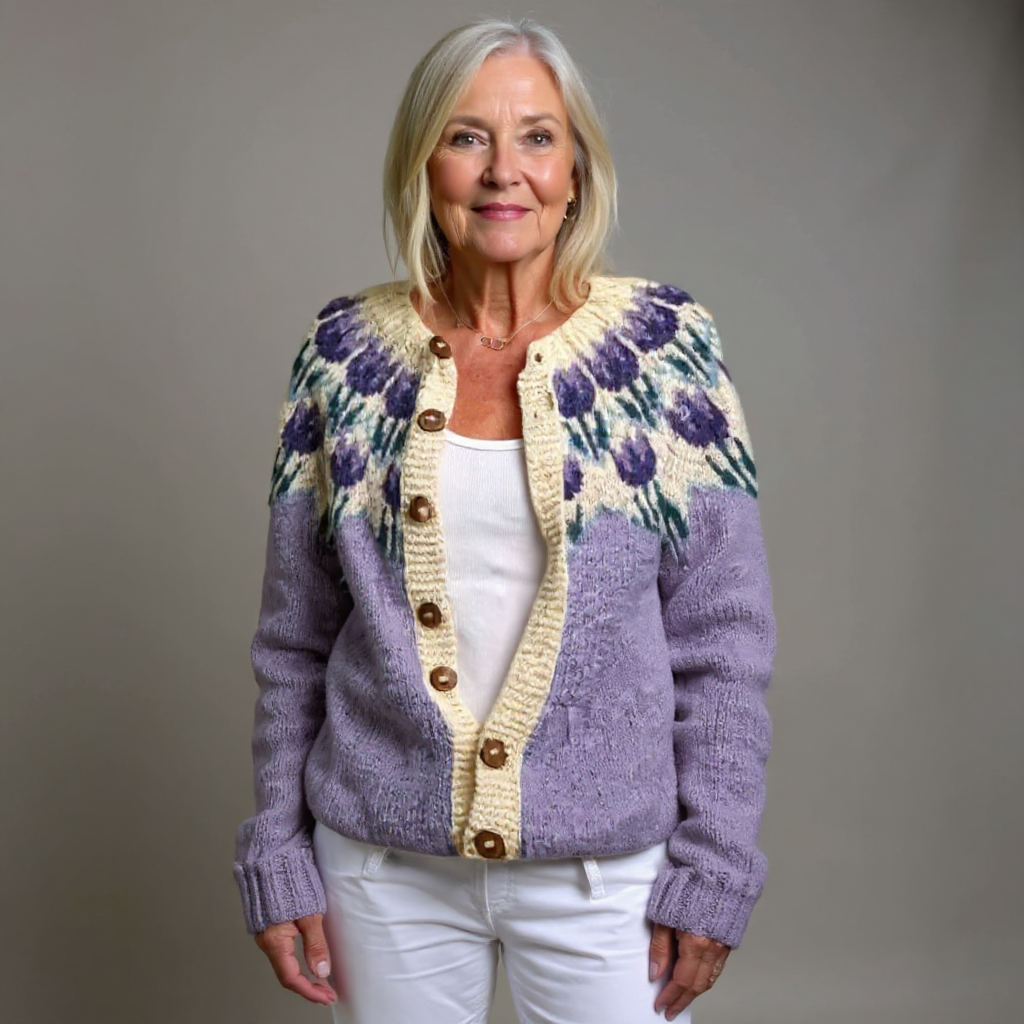 Marion Vale | Floral-Knit Button Cardigan