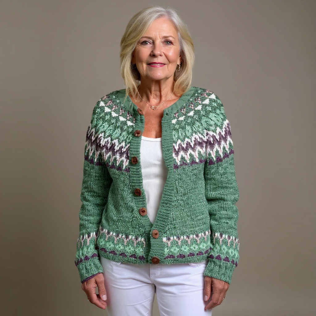 Della | Nordic-Patterned Knit Cardigan