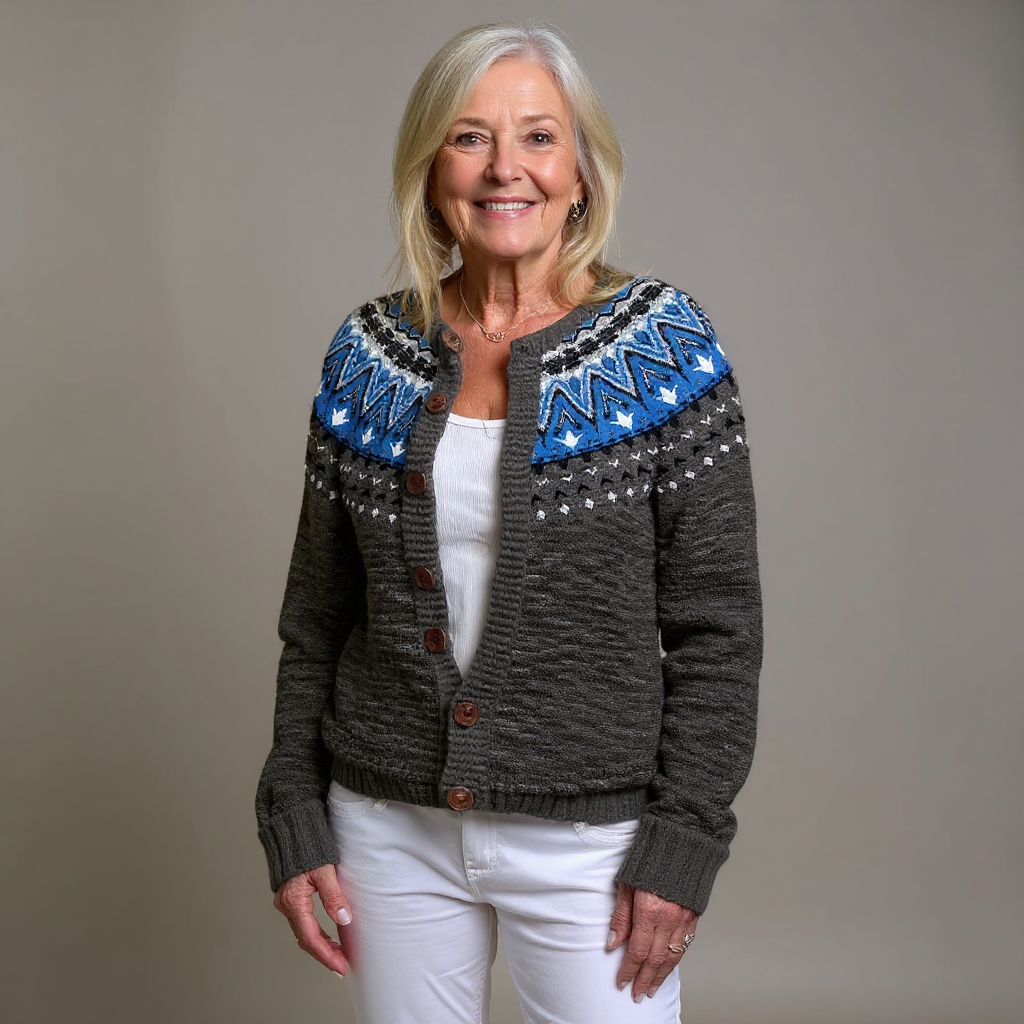 Elin | Nordic Patterned Button-Front Cardigan