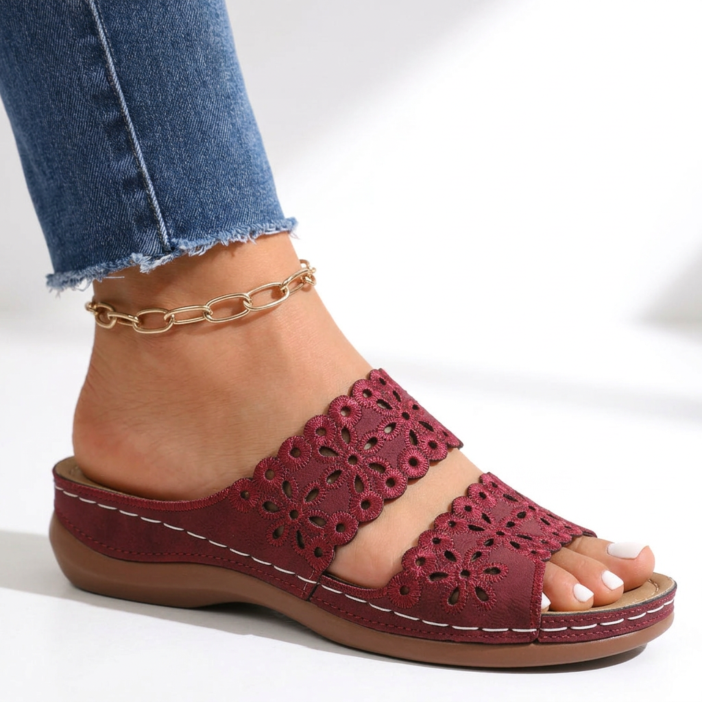 Loretta | Floral Cutout Wedge Sandals
