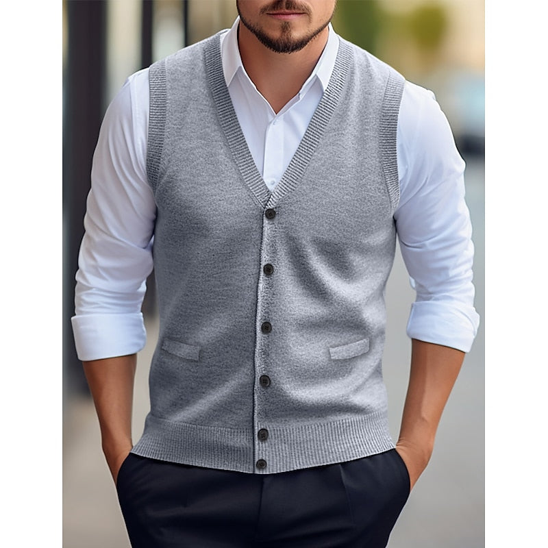 Everett | Christmas Buttoned Sweater Vest