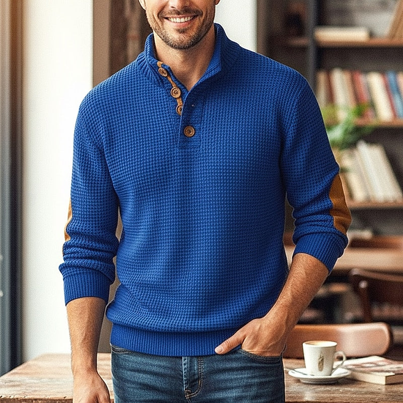 Weston | Stand-Collar Button Sweater