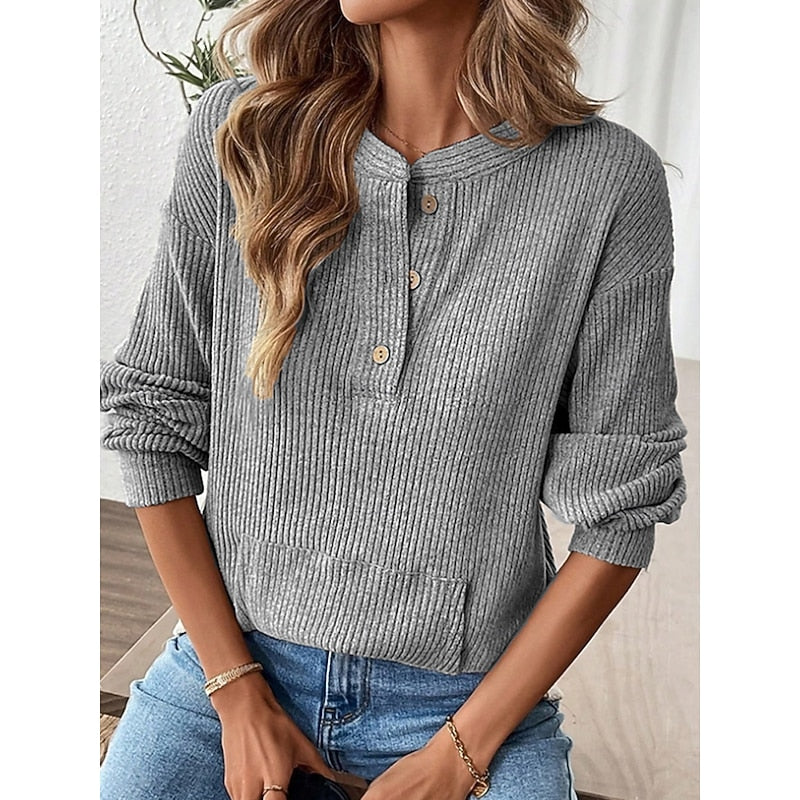 Naomi | Ribbed Button-Neck Top