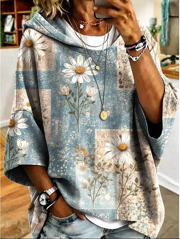 Faye | Floral Hooded Pullover Hoodie
