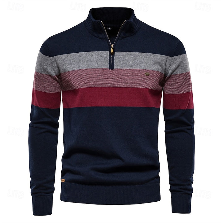 Reuben | Colour-Block Quarter-Zip Sweater