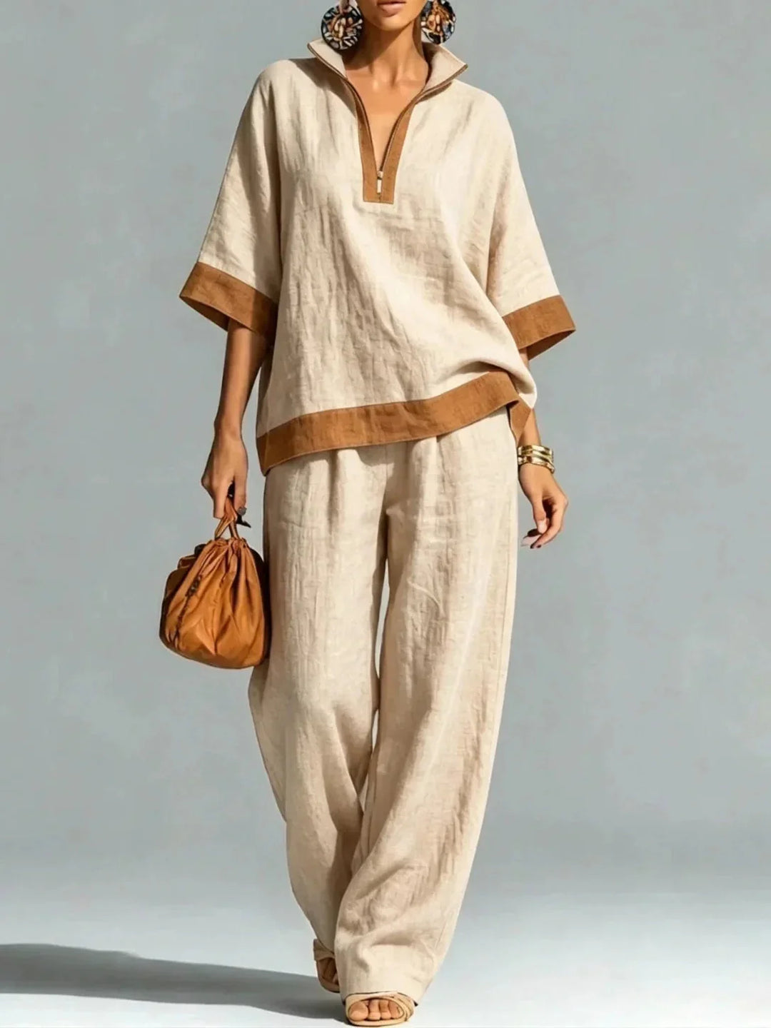 Antoinette | Relaxed Contrast-Trim Two-Piece Set