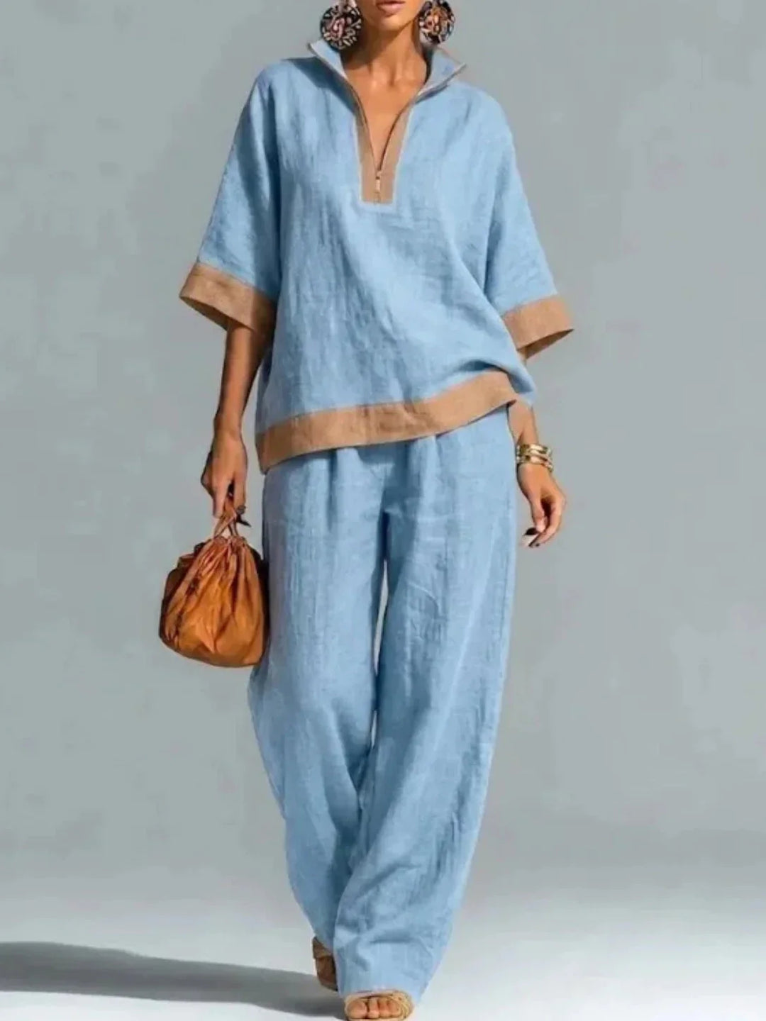Antoinette | Relaxed Contrast-Trim Two-Piece Set