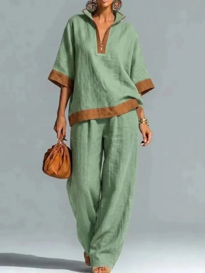 Antoinette | Relaxed Contrast-Trim Two-Piece Set