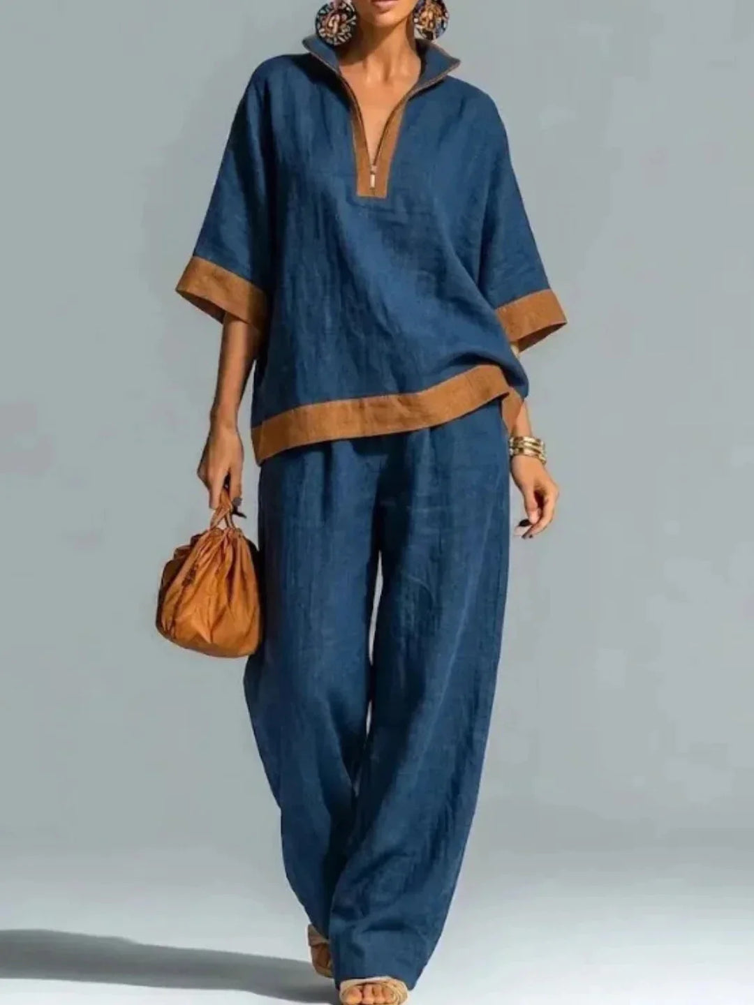 Antoinette | Relaxed Contrast-Trim Two-Piece Set