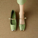 Fiona | Braided Pearl-Strap Flats