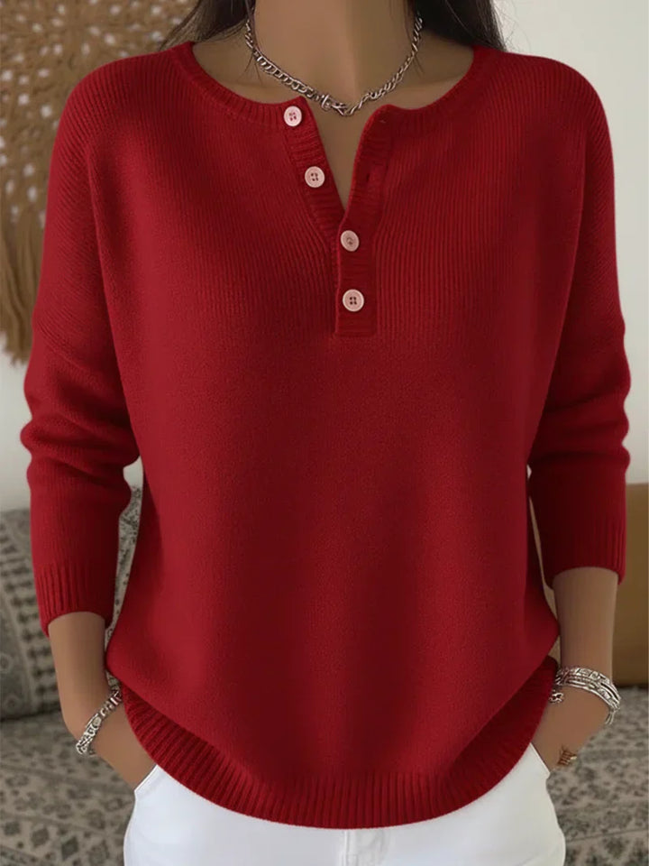 Bridget | Relaxed Button-Neck Jumper