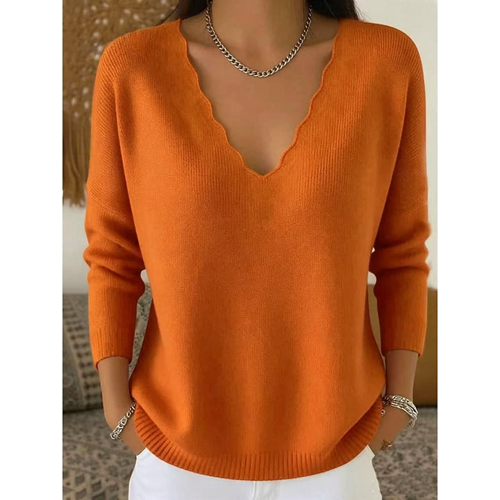 Maribeth | Halloween Scalloped V-Neck Sweater