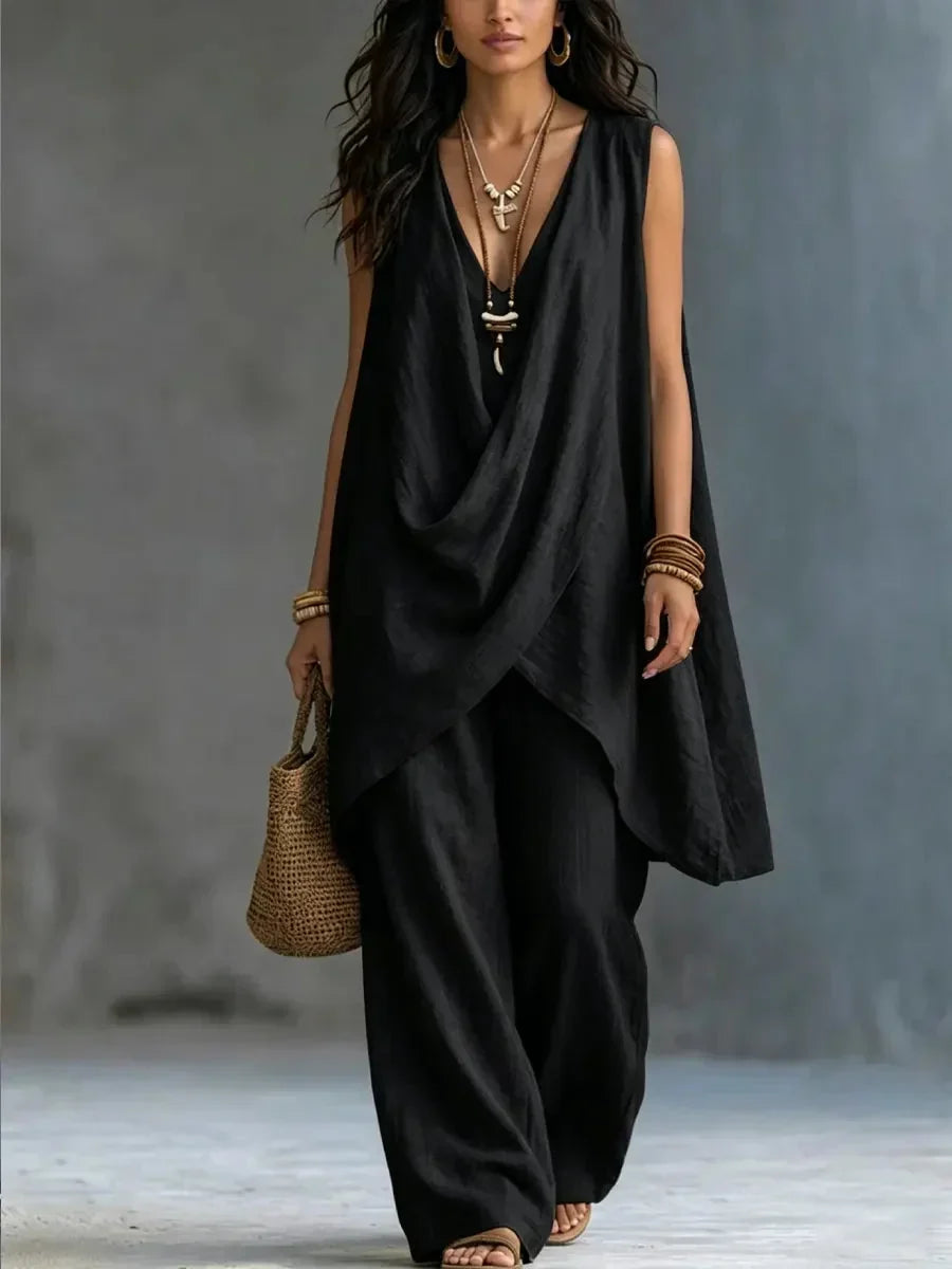 Pauline | Draped Sleeveless Two-Piece Set