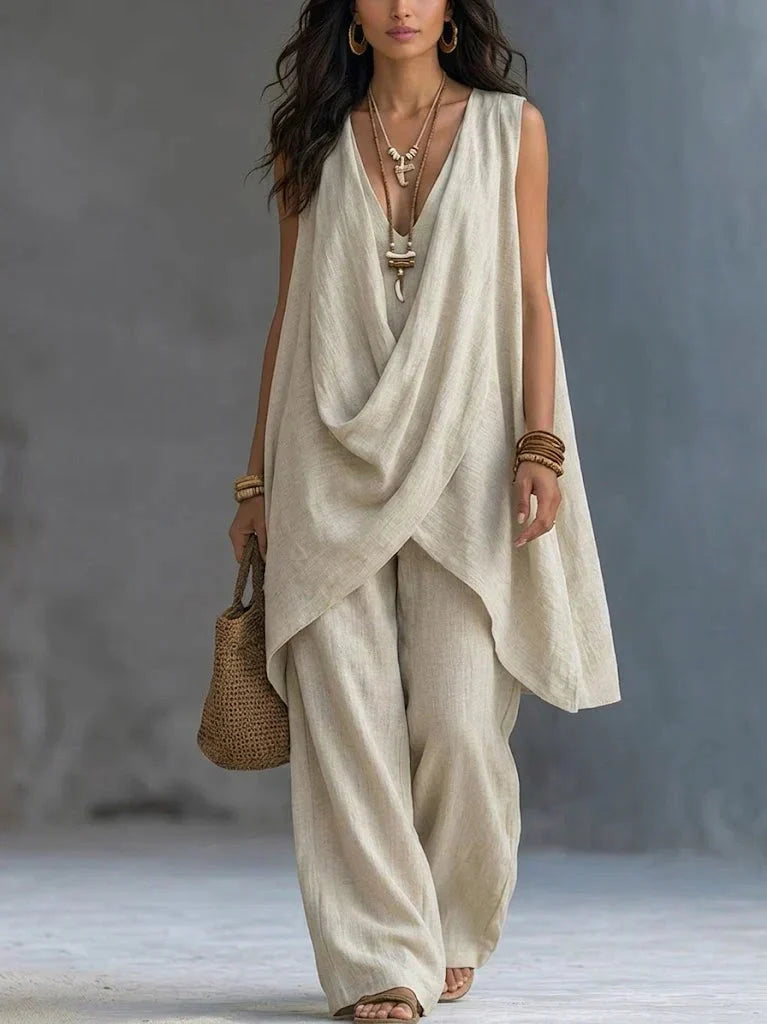 Yvonne | Draped Wide-Leg Two-Piece Set
