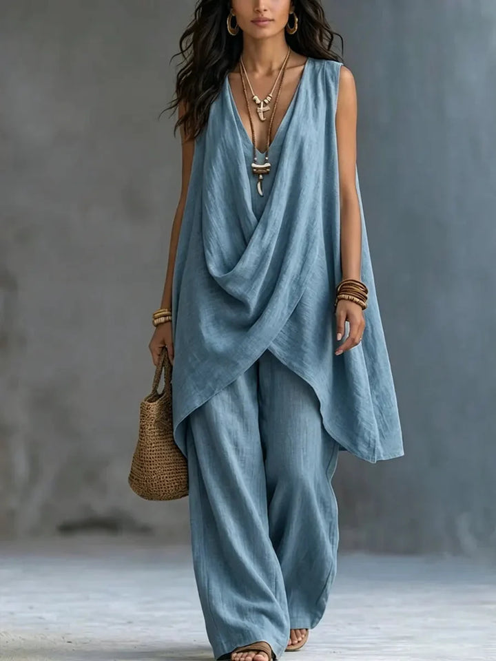 Yvonne | Draped Wide-Leg Two-Piece Set