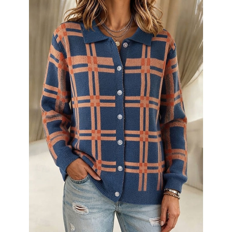 Callista | Checked Collared Cardigan