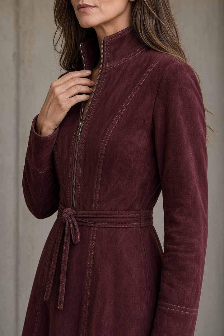 Rosa | Belted Zip-Front Midi Dress