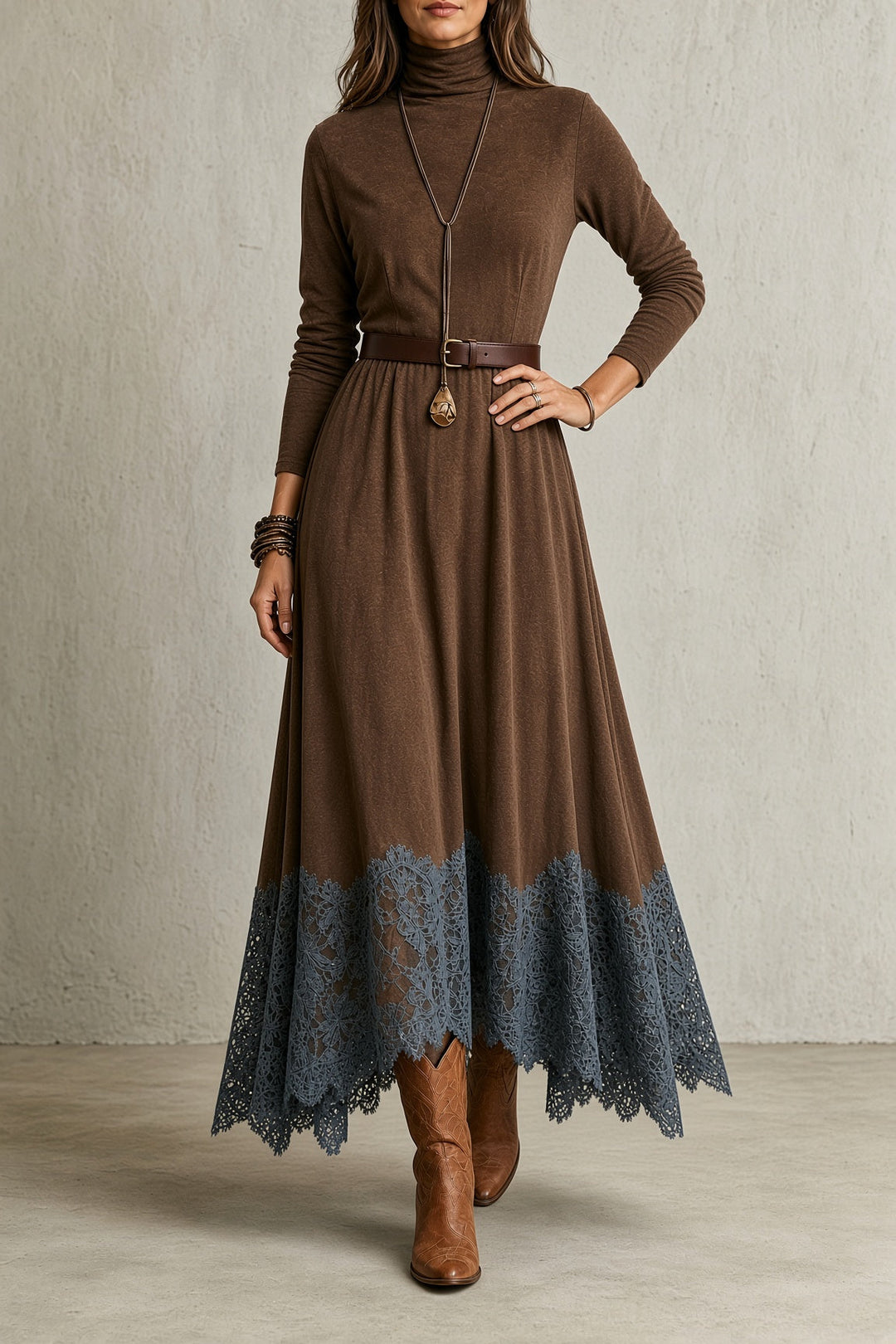 Genevieve | Lace-Hem Maxi Dress