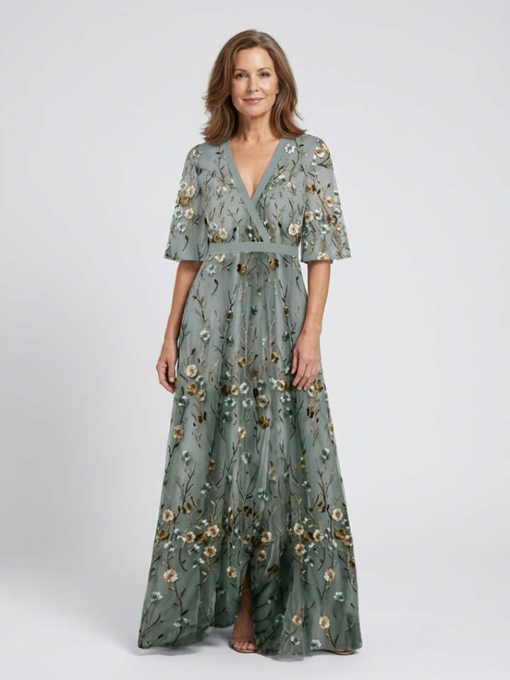 Emily | Floral V-Neck Maxi Dress