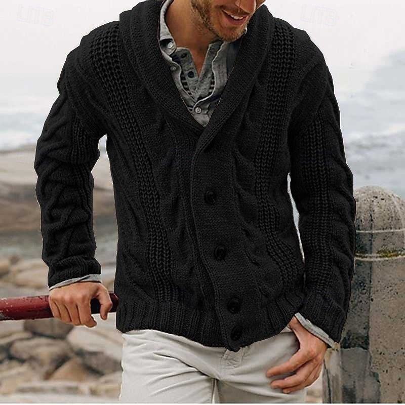 Graham | Cable-Knit Shawl Collar Cardigan