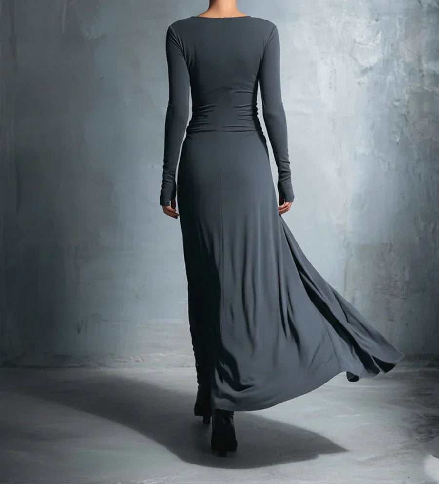 Elena | Draped Side-Knot Maxi Dress