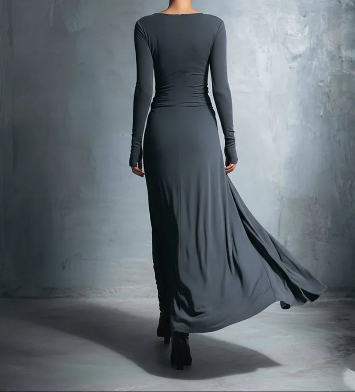 Elena | Draped Side-Knot Maxi Dress