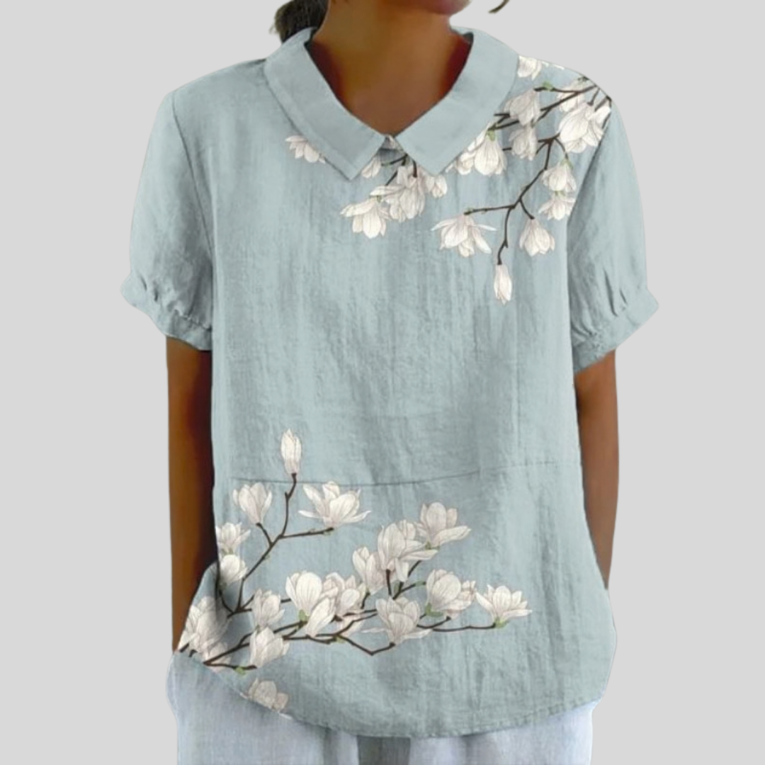 Odile | Blossom-Print Collared Blouse