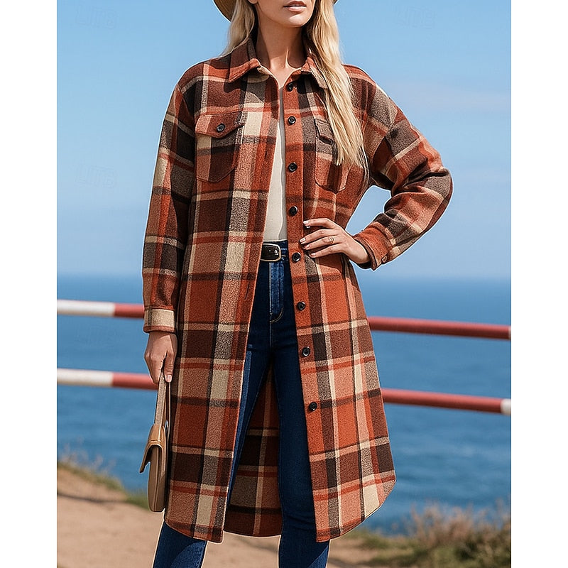 Mallory | Christmas Plaid Longline Coat