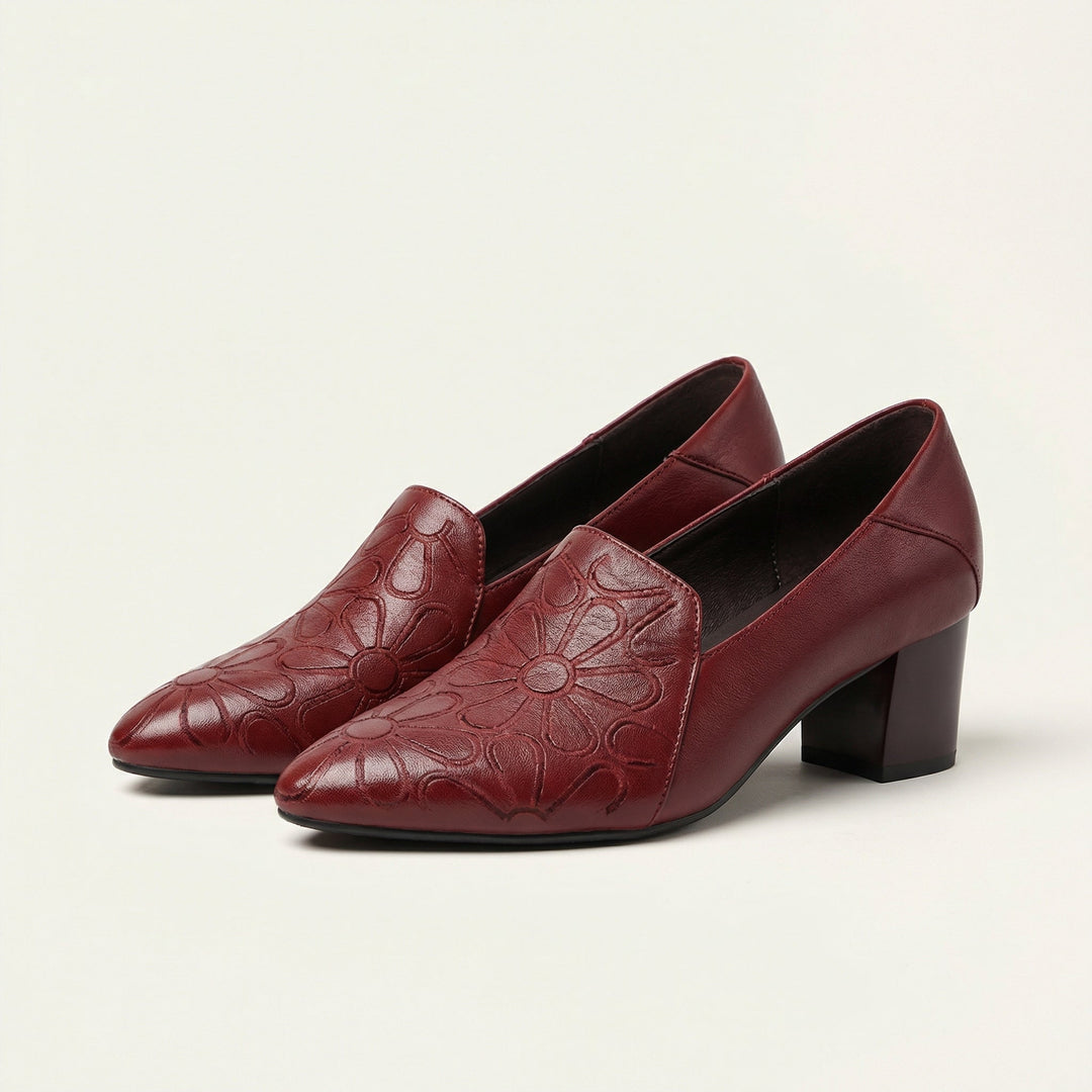 Fleurette | Floral-Embossed Heeled Pumps