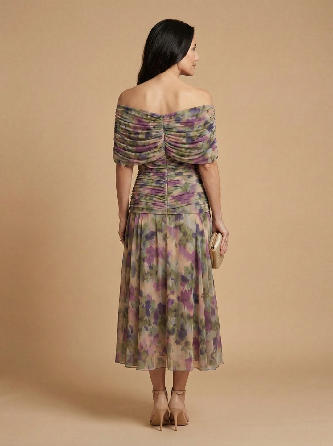 Nerissa | Off-Shoulder Garden-Print Dress