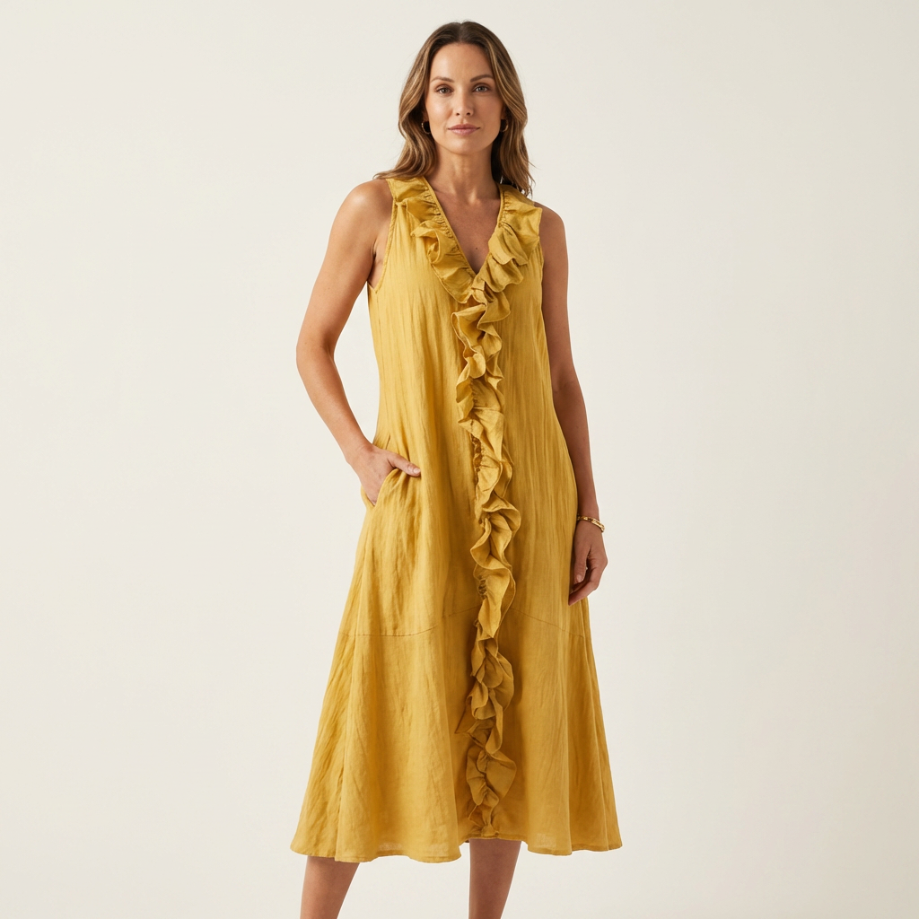 Tansy | Flowing Ruffle-Front Maxi Dress