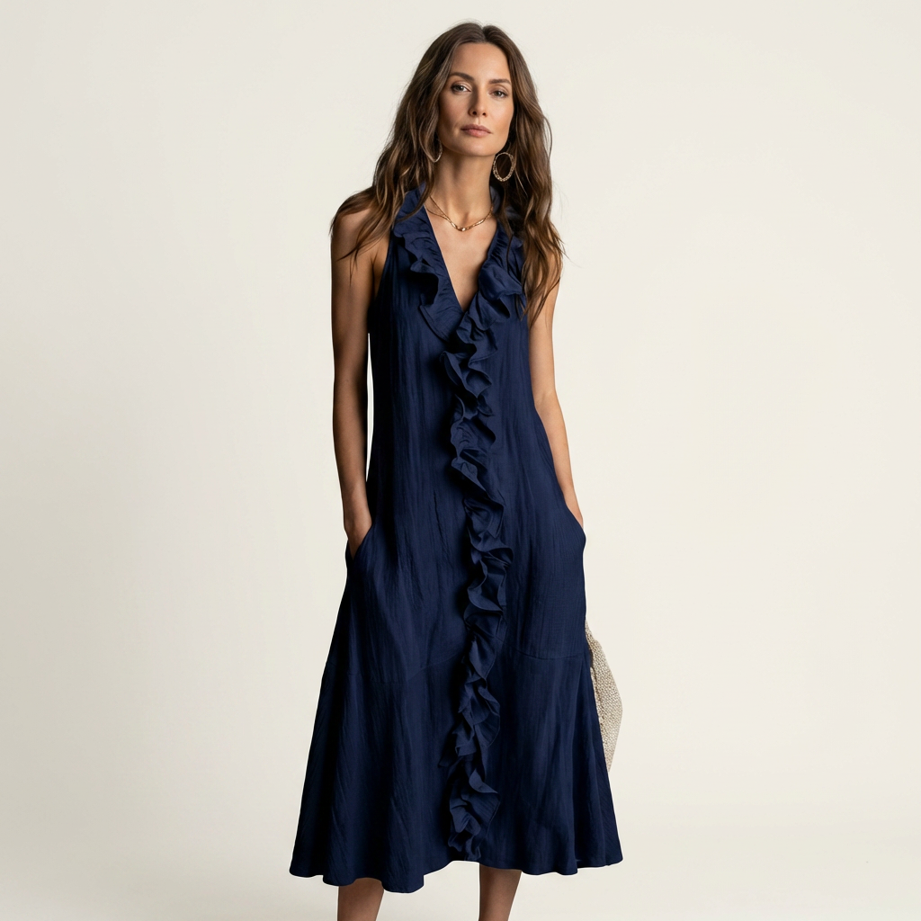 Tansy | Flowing Ruffle-Front Maxi Dress