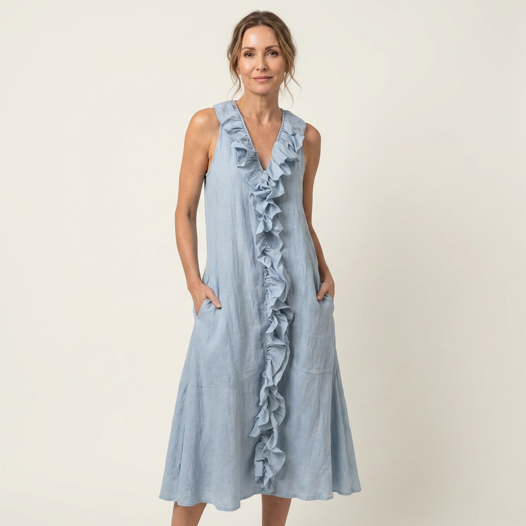 Tansy | Flowing Ruffle-Front Maxi Dress