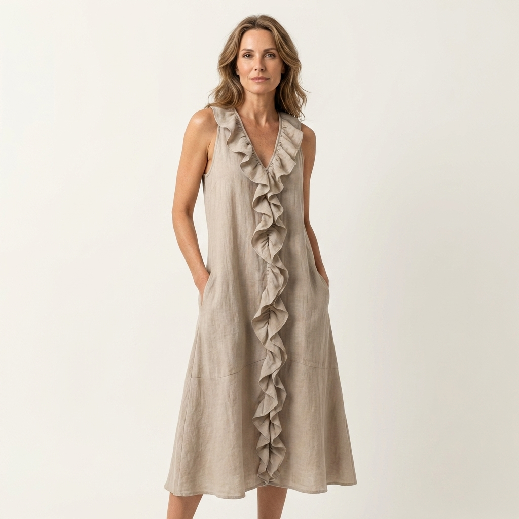 Tansy | Flowing Ruffle-Front Maxi Dress