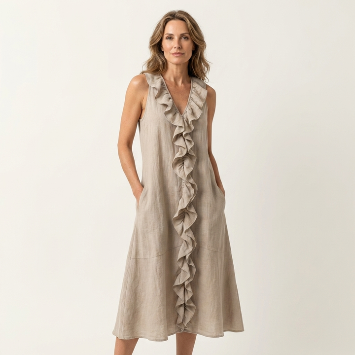 Tansy | Flowing Ruffle-Front Maxi Dress