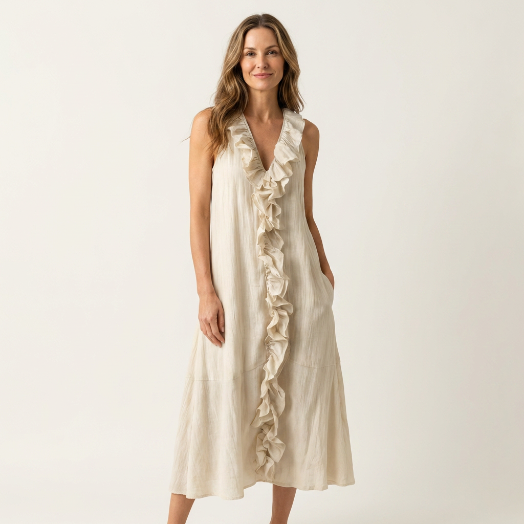 Tansy | Flowing Ruffle-Front Maxi Dress