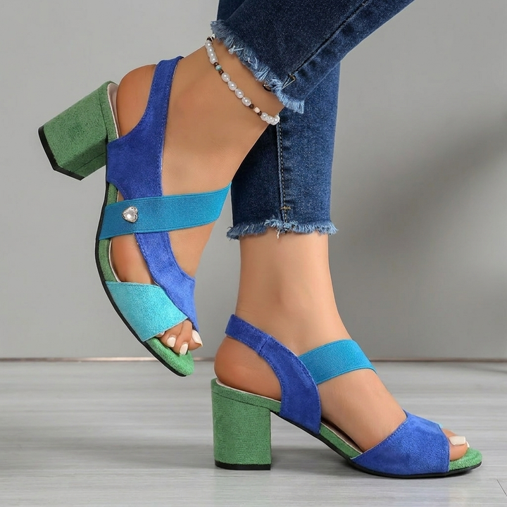 Helena | Colour-Block Block Heel Sandals