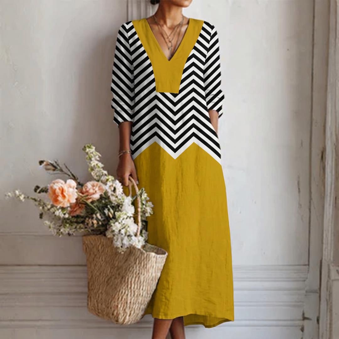 Marietta | Chevron Colour-Block Maxi Dress