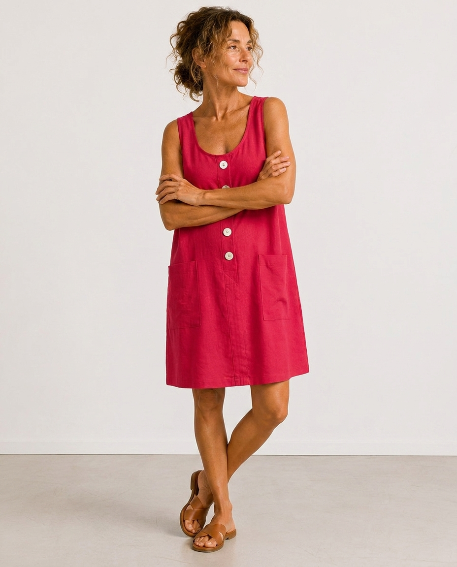ODALIE | Sleeveless Button-Front Mini Dress with Pockets