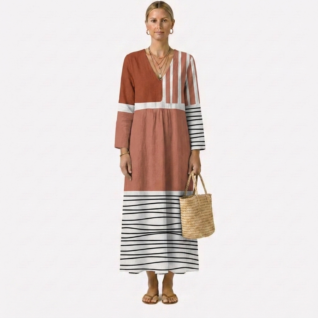 Linnea | Relaxed Colour-Block Midi Dress