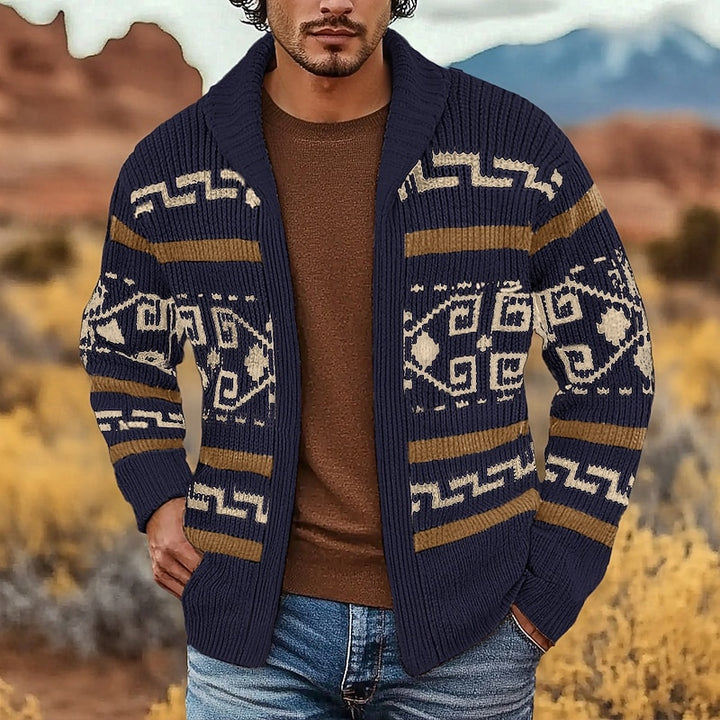 Harvey | Patterned Rolled-Collar Cardigan