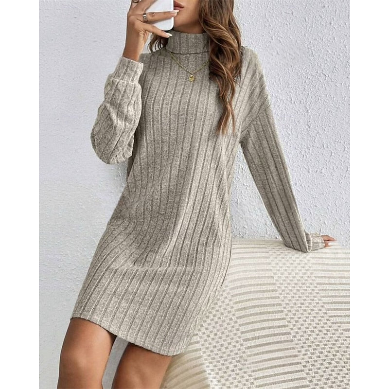 Willow | Soft Ribbed High-Neck Jumper Dress
